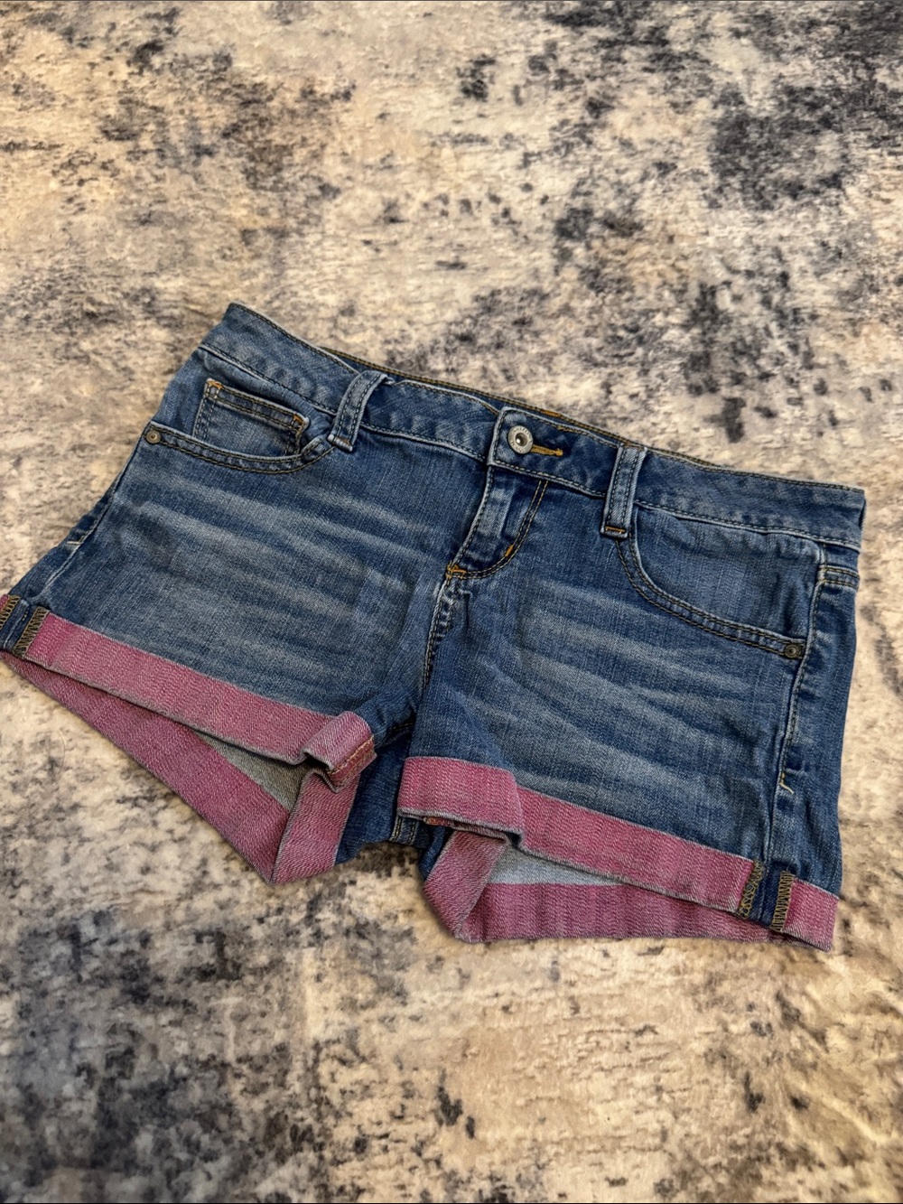 Arizona Jean Company Blue Denim Shorts with Pink Cuff